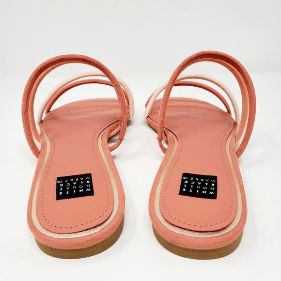 White House Black Market Briella Adobe Strappy Slide Flat Peach Sandal Size 8.5 - Picture 5 of 6